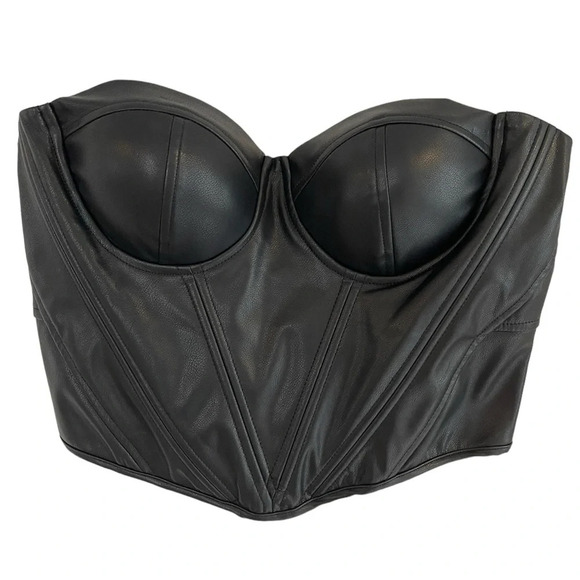 Story On Faux Leather Corset top in Black Size L - Picture 8 of 8